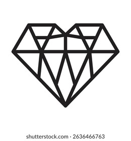 Heart shaped diamond icon Thin line illustration