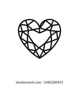 Heart shaped diamond icon vector set collection for web