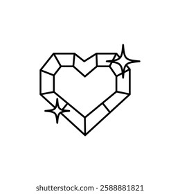 Heart shaped diamond icon Vector logo set flat