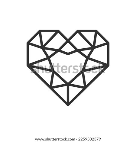 Heart shaped diamond, linear icon. Line with editable stroke