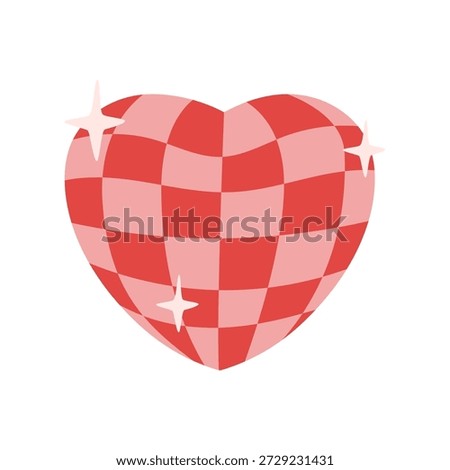 Heart shaped disco ball. Valentines day illustration. Flat vector illustration isolated on white background.