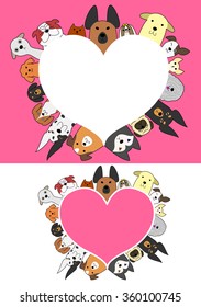 heart shaped dogs border set