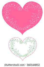 heart shaped dogs and cats border set