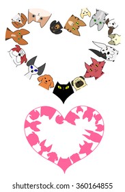 heart shaped dogs and cats border set