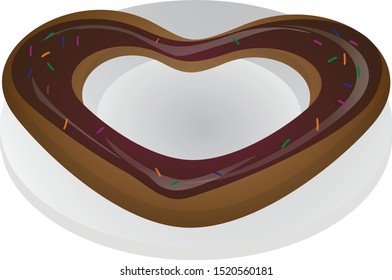 Heart shaped donut vector illustration