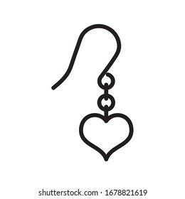 Heart Shaped Earring Icon.Black and white isolated object