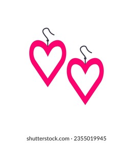 Heart shaped earrings in bright neon colors in the style of the 90s. Kidcore aesthetic, y2k style. Trendy illustration for cotton, social media marketing, branding, packaging, covers. Vector art