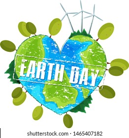 Heart shaped earth day illustration