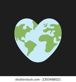 Heart shaped earth. Environment care. Save and love the planet.