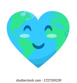 Heart shaped earth with green continents in vector graphics
