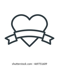 Heart Shaped Emblem Colored Vector Icon