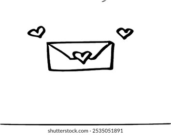 Heart shaped envelope for illustration 