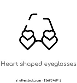 heart shaped eyeglasses vector line icon. Simple element illustration. heart shaped eyeglasses outline icon from woman clothing concept. Can be used for web and mobile