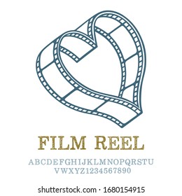 Heart shaped film reel. Vintage film reel vector illustration. Cinema love concept. Part of set.