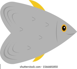 heart shaped fish with orange fins and a cute smile object on a white background food and nature concept