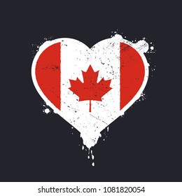 Heart shaped flag of Canada graffiti vector illustration