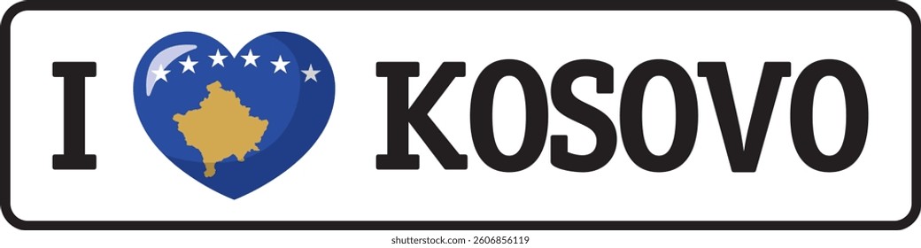 Heart shaped flag of Kosovo expressing love for the country, patriotism, and national identity