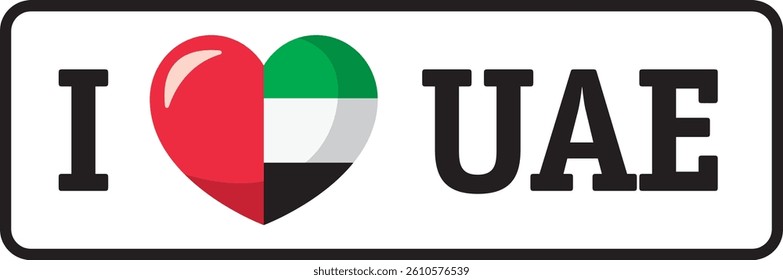 Heart shaped flag of the United Arab Emirates expressing love and patriotism for the country