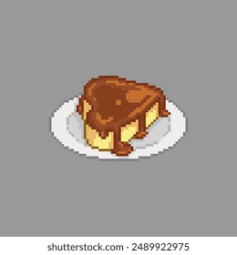Heart shaped flan, pixel art food