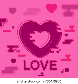 Heart shaped flat design. Background.