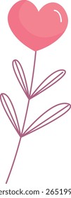 Heart Shaped Flower Flat Illustration