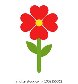 Heart shaped flower. Red hearts. Symbol love and valentines day. Vector illustration. EPS 10