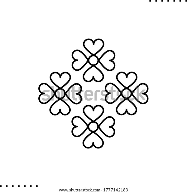 Heart shaped flowers border baby design, vector icon in\
outlines. 