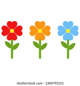 Heart shaped flowers. Hearts. Set of flowers. Symbol love and valentines day. Vector illustration. EPS 10.