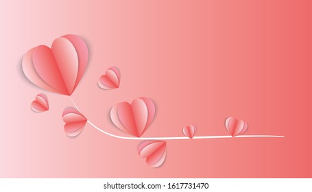 Heart shaped flowers on Valentines Day. Pastel tones.
