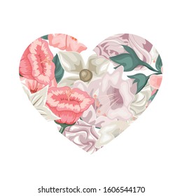 Heart shaped flowers valentine's love card