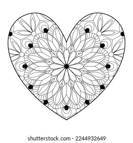 Herzförmige Blumen zentangle Muster für die Färbung des Buches. Herzförmige Mandala für Valentinstag oder Farbbuch.