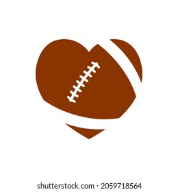 Heart Shaped Football Glyph Icon. Clipart Image Isolated On White Background