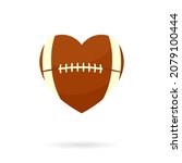Heart shaped football icon. Clipart image isolated on white background