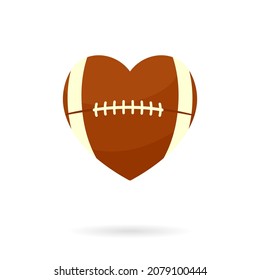 Heart shaped football icon. Clipart image isolated on white background