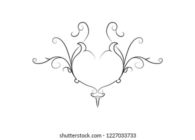 heart shaped frame, elegant vignette, an element for the design of text and illustrations, a decorative frame. Design element for working with text and images.