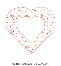 Heart shaped frame with a field for text, photo. Vector design 