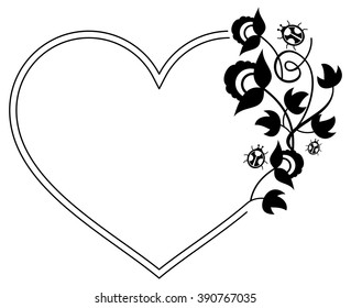 Heart shaped frame with floral silhouettes. 