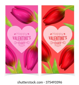 Heart shaped frame, flowers and text. St Valentine's Day card template. Vector background.