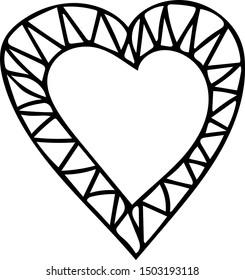 heart shaped frame icon element. hand drawn doodle  liner simple style. love wedding, valentines day, cards, decor.
