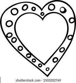 heart shaped frame icon element. hand drawn doodle liner simple style. love wedding, valentines day, cards, decor.