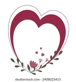 Heart shaped frame, isolate on white, flat vector, faceless illustration, Valentine's Day