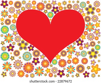 Heart shaped frame surrounded by flowers