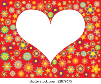 Heart shaped frame surrounded by flowers