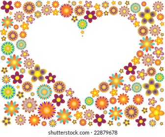 Heart shaped frame surrounded by flowers