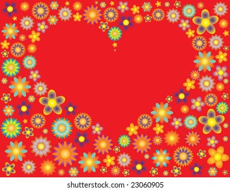 Heart shaped frame surrounded by flowers