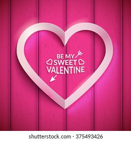 Heart shaped frame and text. St Valentine's Day card template. Vector background.
