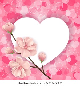 Heart Shaped Frame and Twig with Flowers