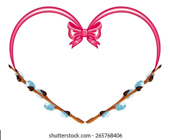 Heart shaped frame with willow branches
