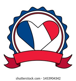 heart shaped french flag happy bastille day flat design vector illustration