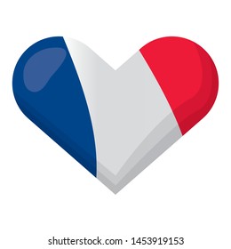 heart shaped french flag happy bastille day flat design vector illustration